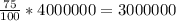 \frac{75}{100} * 4 000 000 = 3 000 000