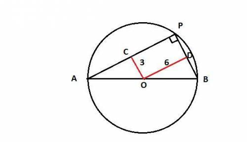 From a point on a circle, two perpendicular chords are drawn. one is 6 cm from the center and the ot