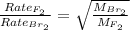 \frac{Rate_{F_2}}{Rate_{Br_2}}=\sqrt{\frac{M_{Br_2}}{M_{F_2}}}