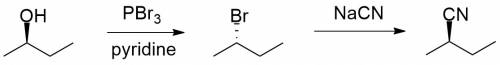 (r)-2-butanol reacts with phosphorus tribromide to give a (c4h9br). treatment of a with sodium cyani