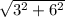 \sqrt{3 ^{2} + 6  ^{2} }