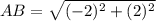 AB=\sqrt{(-2)^{2}+(2)^{2}}