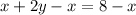 x+2y-x=8-x