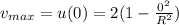 v_{max}=u(0) = 2(1-\frac{0^2}{R^2} )