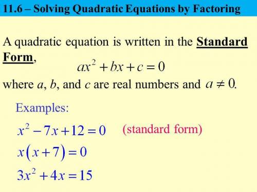 Quadratic equation and its standard form