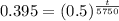 0.395=(0.5)^{\frac{t}{5750}}
