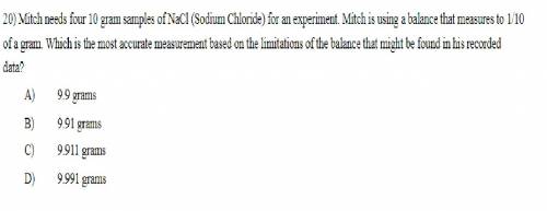 Mitch needs four 10 gram samples of nacl (sodium chloride) for an experiment. mitch is using a balan