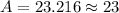 A=23.216\approx 23