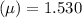 \left ( \mu \right )=1.530