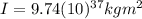 I=9.74(10)^{37}kg m^{2}