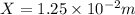 X=1.25\times 10^{-2}m
