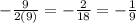 -\frac{9}{2(9)} = -\frac{2}{18} = -\frac{1}{9}