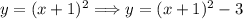 y=(x+1)^2 \Longrightarrow y=(x+1)^2-3