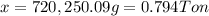 x=720,250.09 g=0.794 Ton