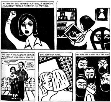 Read the excerpt from persepolis. what is the central idea of these panels? a. satrapi’s mother bec