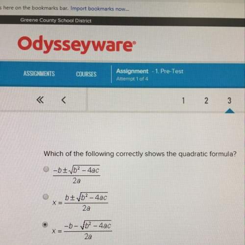 Which of the following correctly shows the quadratic formula?