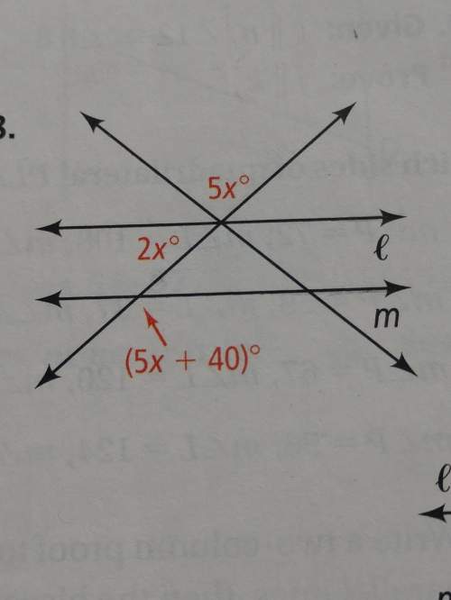 Find the value of x for which l is parrell to m