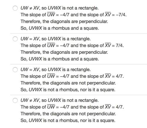 Use the diagonals to determine whether a parallelogram with vertices u(2,−2), v(9,−2), w(9,−6), and