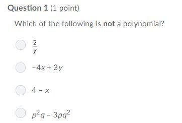 Which of the following is not a polynomial? question is in the picture.