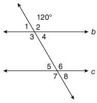 What is the measure of 8? 120° 90° 60° 180° what type of angles are 1 and 5? vertical supplementa