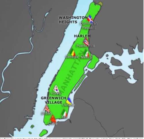 Based on the map, which statement best describes the neighborhood of washington heights? (2 points)