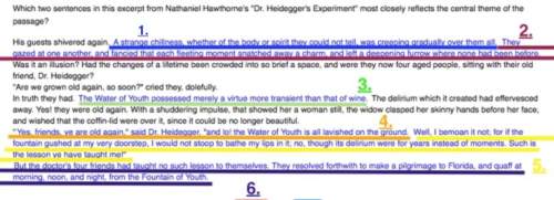 Which two sentences in this excerpt from nathaniel hawthorne's "dr. heidegger's experiment" most clo