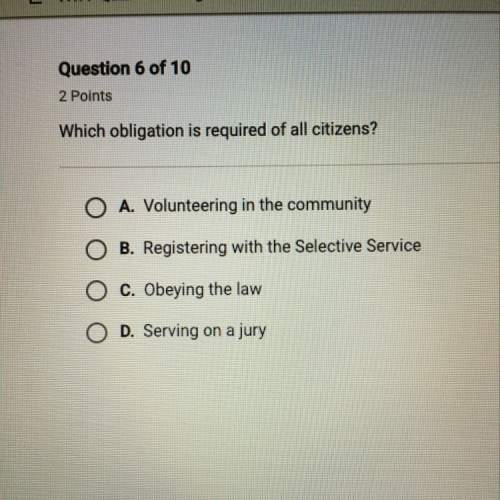 Which obligation is required of all citizens? (apex) a, b, c, d