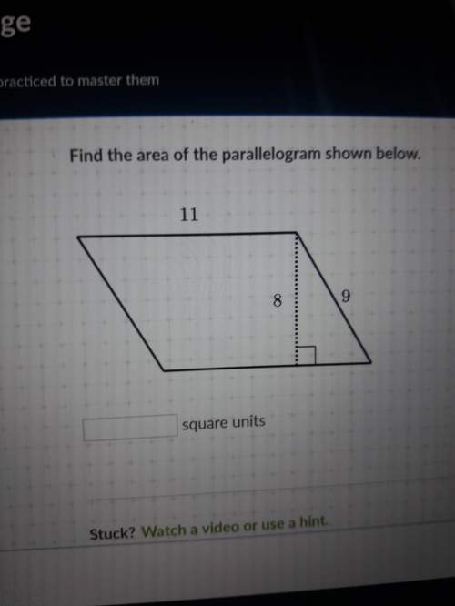 Find the area of a parallelogram with base of 11, a height of 8 , and hypotenuse of 9
