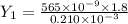 Y_1=\frac{565\times 10^{-9}\times 1.8}{0.210\times 10^{-3}}