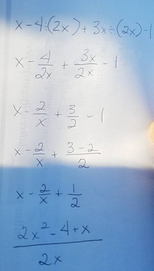 Asap:  what is the sum of the rational expressions below?  x - 4 / 2x + 3x / 2x - 1