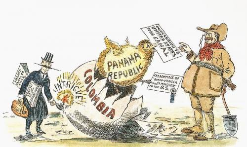 The political cartoon was created in 1903:  political cartoon that shows an egg with the word colom