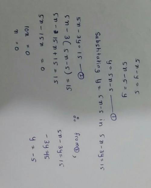 Solve the system using substitution. {5x-y=5  5x-3y=15