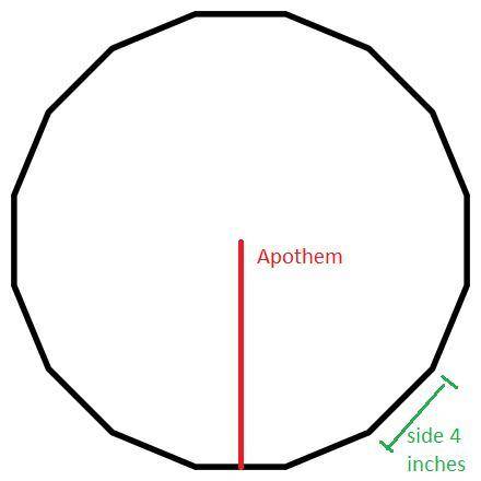 What is the area of a regular polygon with 16 sides and side length 4 inches?   explain in detail wi