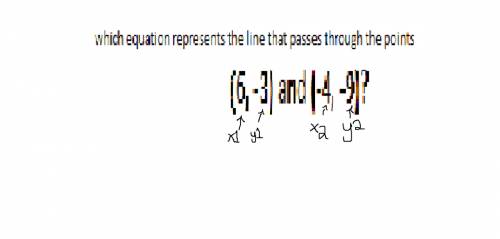 Which equation represents the line that passes through the points (6 -3) and (-4 -9)
