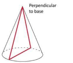 What is the shape of the cross-section taken perpendicular to the base of a cone?   circle rectangle