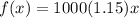 f(x) = 1000(1.15)x