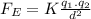 F_{E}= K\frac{q_{1}.q_{2}}{d^{2}}