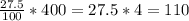 \frac{27.5}{100}*400=27.5*4= 110