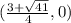 (\frac{3+\sqrt{41} }{4} , 0)