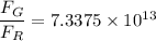 \dfrac{F_{G}}{F_{R}}=7.3375\times10^{13}