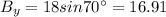 B_y = 18 sin 70^{\circ}=16.91