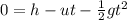 0 = h-ut-\frac{1}{2}gt^2