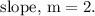 \textup{slope, m}=2.