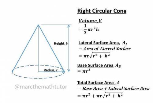 The height of a cone is twice the radius of its base. what expression represents the volume of the c