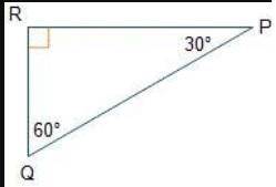 Given right triangle pqr, which represents the value of sin(p)?  startfraction r p over r q endfract