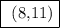 \fbox{\begin\\\ (8,11)\\\end{minispace}}