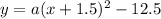 y=a(x+1.5)^2-12.5
