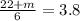 \frac{22 + m }{6} = 3.8