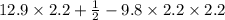 12.9 \times 2.2+\frac{1}{2}-9.8 \times 2.2 \times 2.2