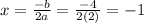 x=\frac{-b}{2a}=\frac{-4}{2(2)}=-1